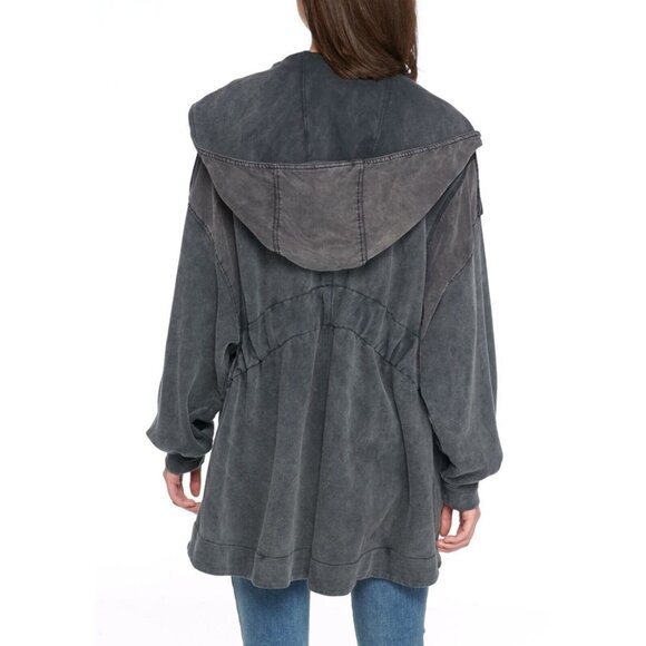 Free People C’mon Hooded Oversized Cardigan Jacket - Black - Picture 2 of 7